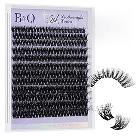B&Q Lash Clusters Fluffy Wispy Voluminous - 144 PCS Feath5D 01 Layered Individual Cluster Lashes, Feathered Lightweight Eyelash Extensions in 8-18mm, C Curl, Waterproof False Lashes