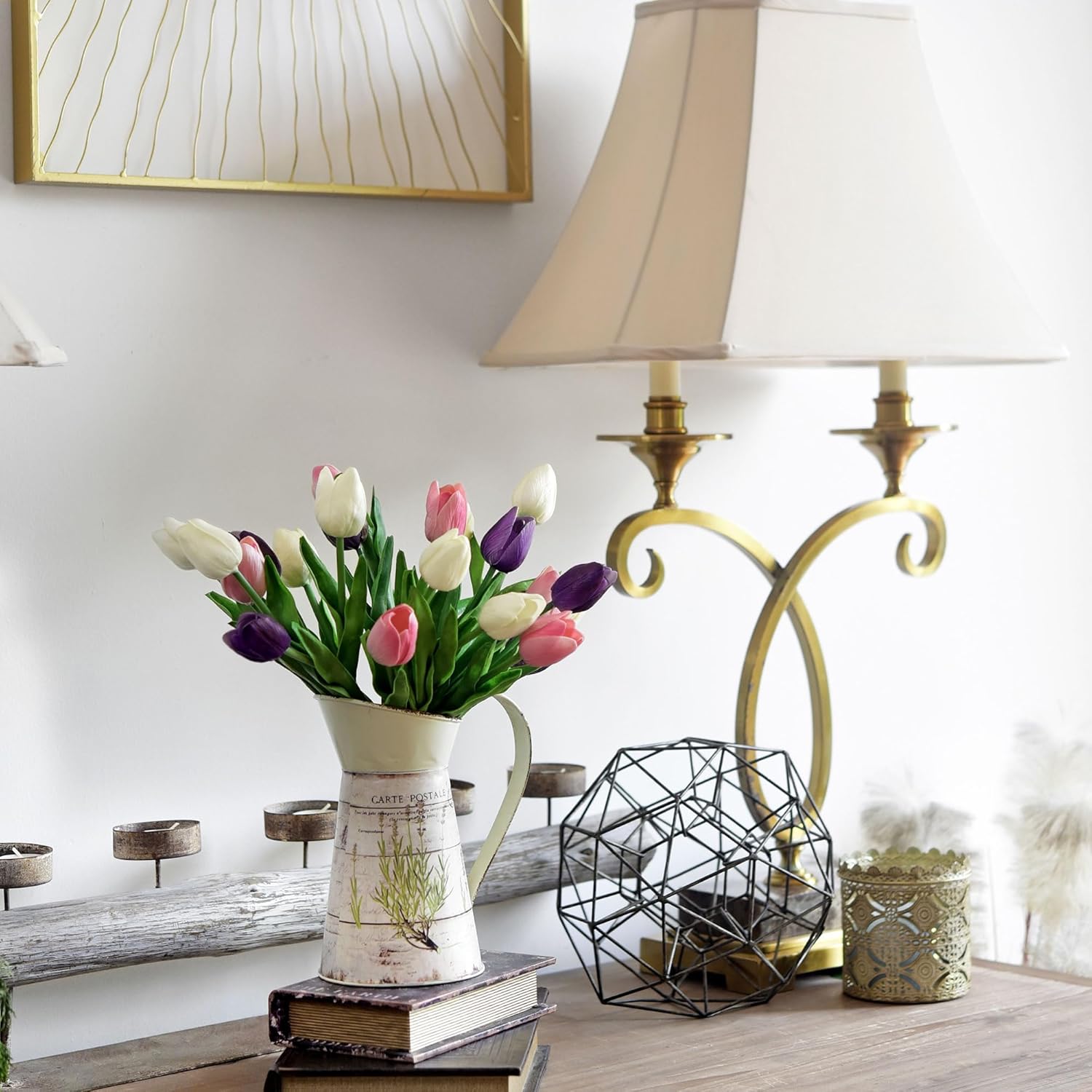 FiveSeasonStuff Real Touch Tulips Artificial Flowers – 15 Stems Faux Tulip Bouquet in Gift Box for Wedding, Home Decor, Party, Floral Arrangements (Sweet Plum Purple)