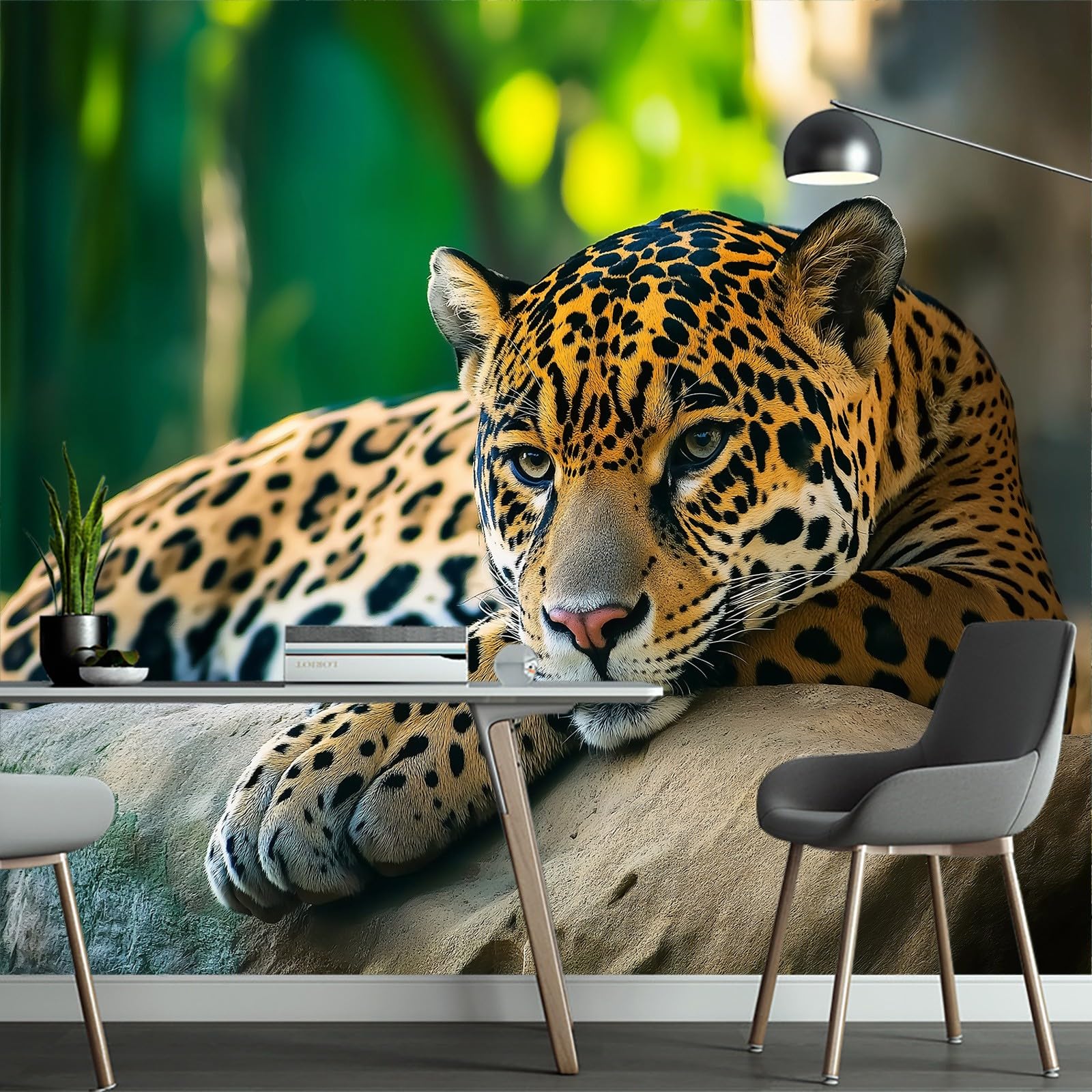Papel pintado fotográfico de jaguar, fotografía de animales, papel pintado fotográfico de jaguar, 200 x 140 cm (ancho x alto), papel pintado mural para sala de estar, dormitorio, habitación de los