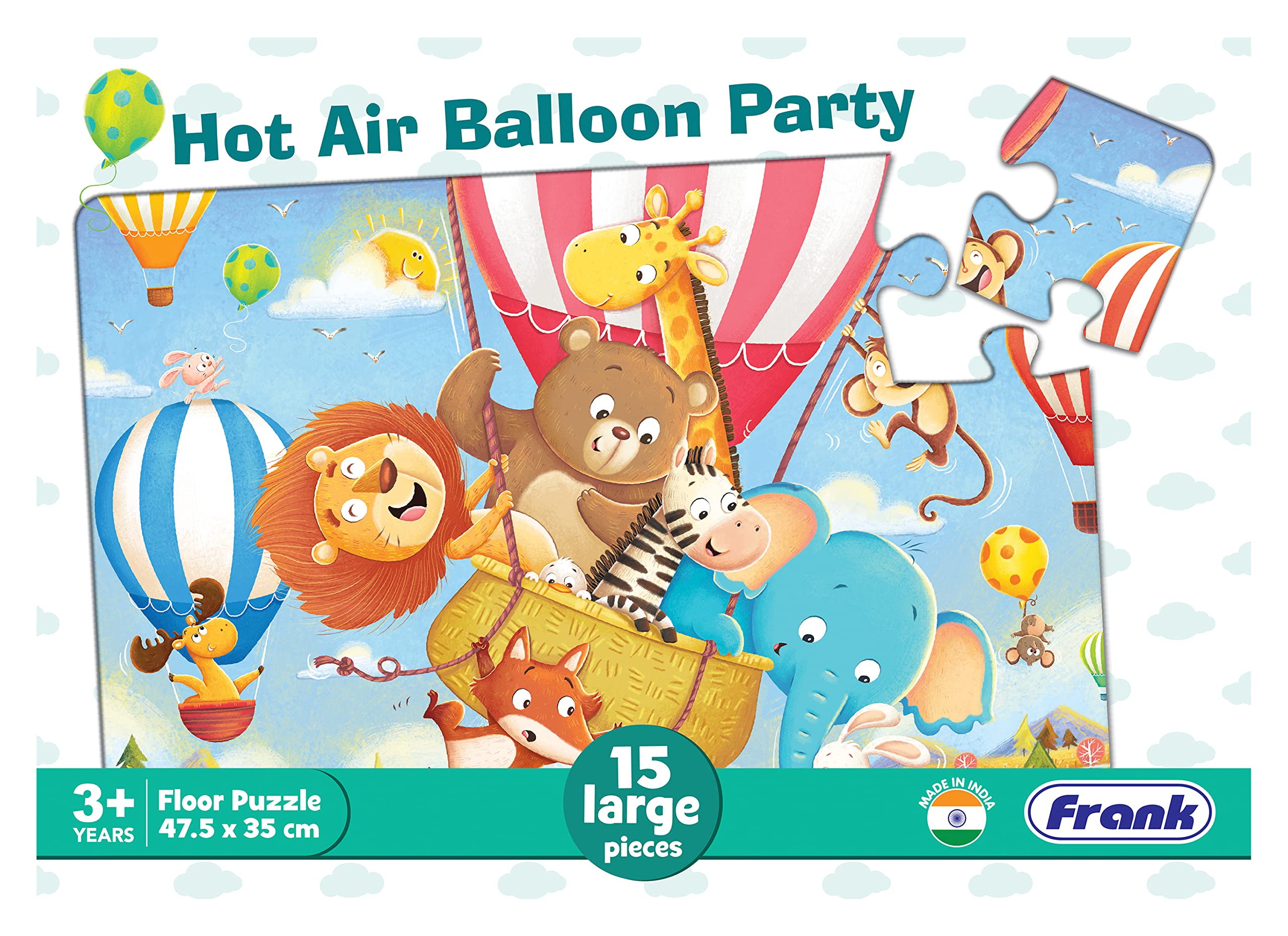 Frank Hot Air Balloon Party Floor Puzzle (15 Pieces) | Fun & Educational Toy for Kids 3+ Year Old | Enhances Imagination, Coordination, and Patience - for Focus and Memory - 15204