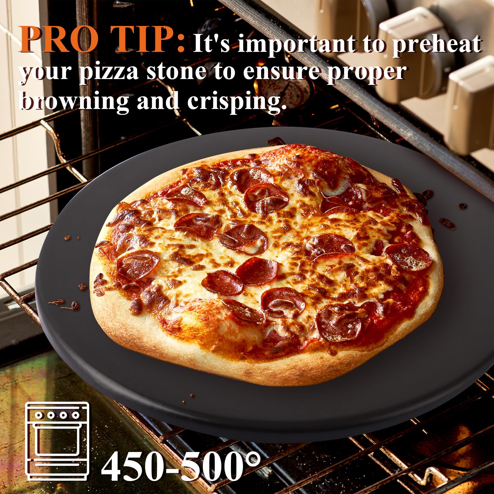 DAJAVE Pietra per pizza piccola, Ø 26 cm, rotonda, in ceramica cordierite smaltata, adatta per barbecue a gas e forno, adatta per tutte le griglie, adatta anche come mattoni per il pane