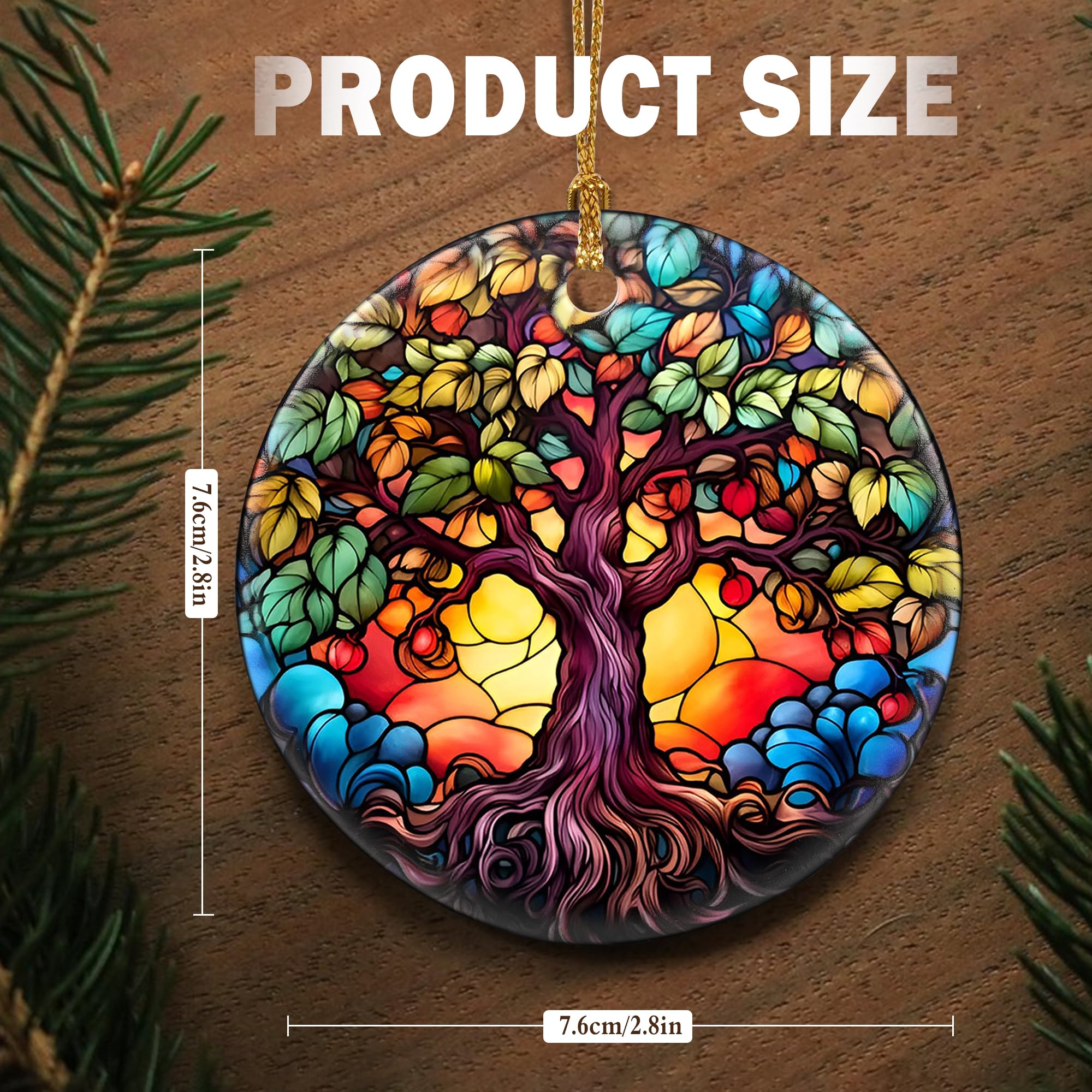 Touber Christmas Ceramic Ornament, Holiday Decoration, Heirloom Keepsake, Round, Gift Exchange, Tree of Life, Unisex-Adults