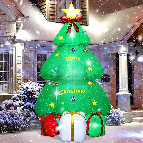 SAND MINE Árbol inflable de Navidad de 9 pies, inflables de Navidad, decoración de patio, árbol de Navidad inflable con caja de regalo para