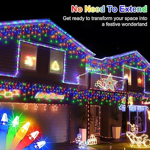 Miniatura 2 de Serie, guirnalda, 810 luces led de Navidad, 180 gotas, 82 pies, 12 modos, exterior, regulables, impermeables, decoración, temporizador para aleros,