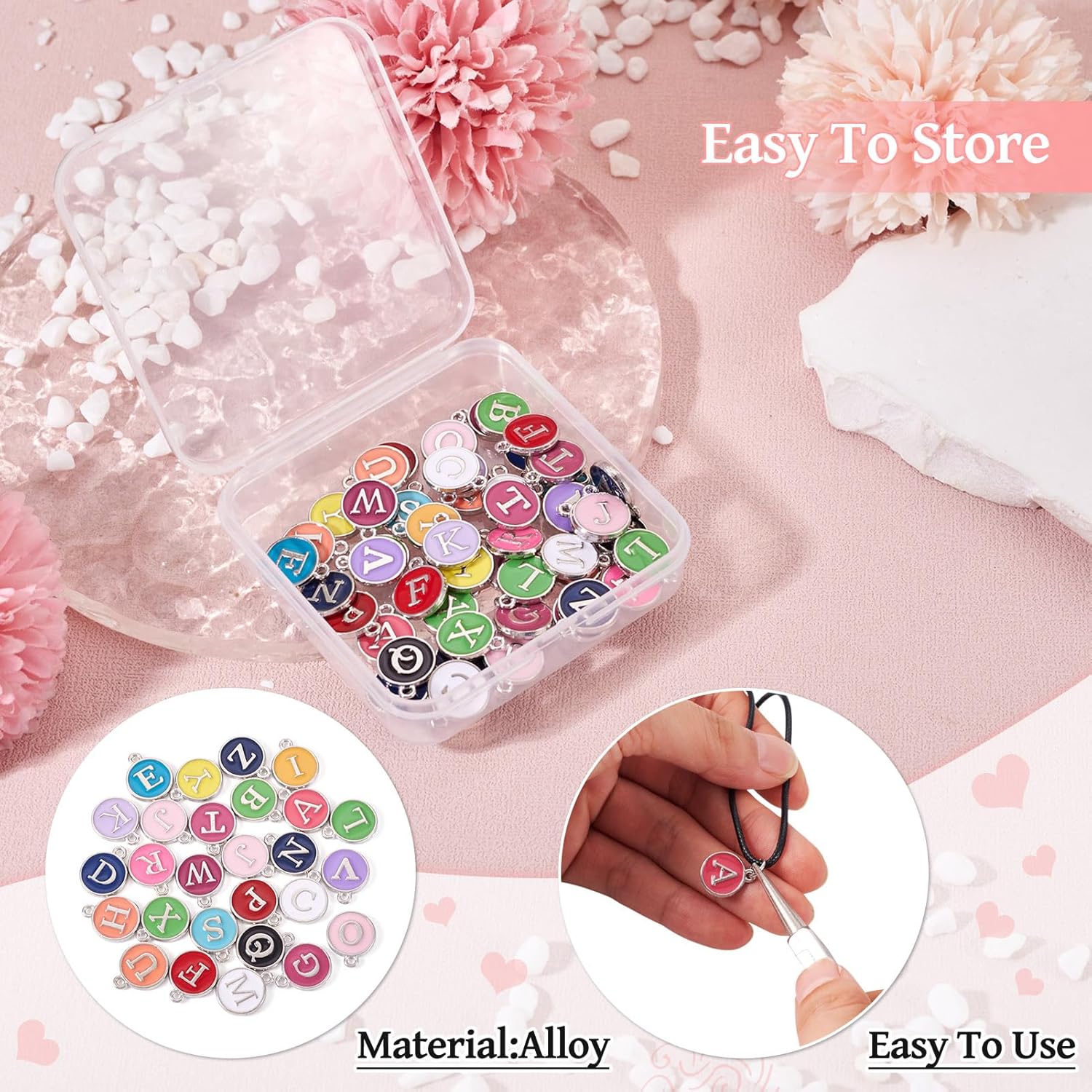 Cheriswelry Letter Alphabet Charm for Jewelry Making Initial Letter A-Z Pendants Flat Round Hexagon Alloy Enamel Charms for Necklace Bracelet Earring Jewelry Making DIY Craft - Image 6