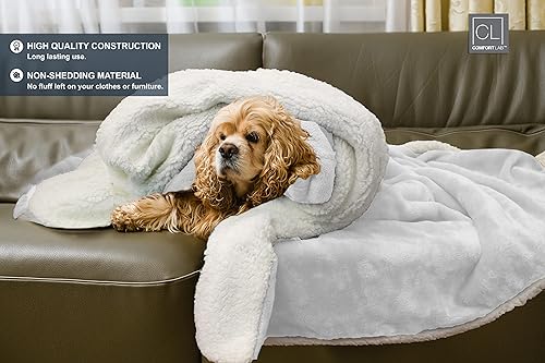 Miniatura 4 de Comfort Lab Manta reversible de franela Sherpa  Elegante manta de cama esponjosa para dormitorio y decoración del hogar  Anti bolitas no se