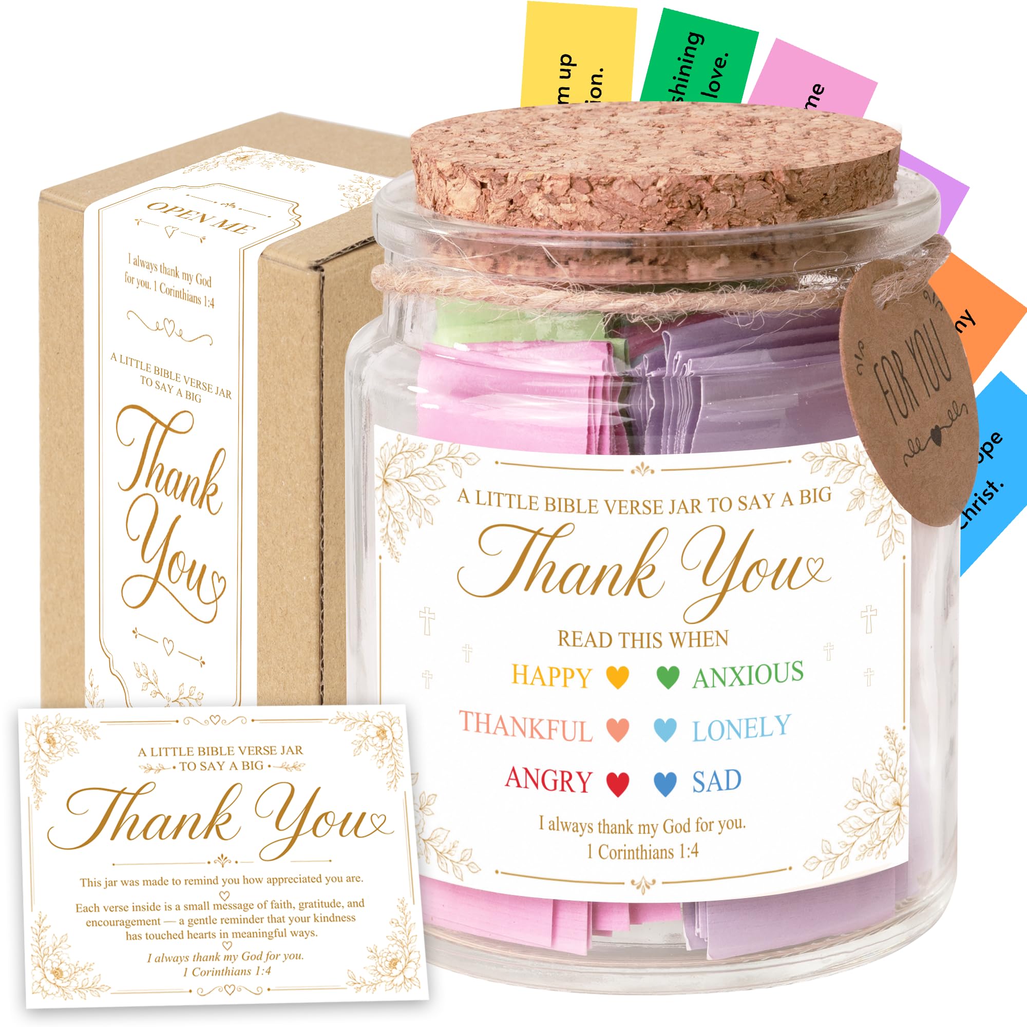 Thank You Bible Verse Jar, Thank You Gift for Women, Coworker, Pastor, Mentor, Volunteer and Friend