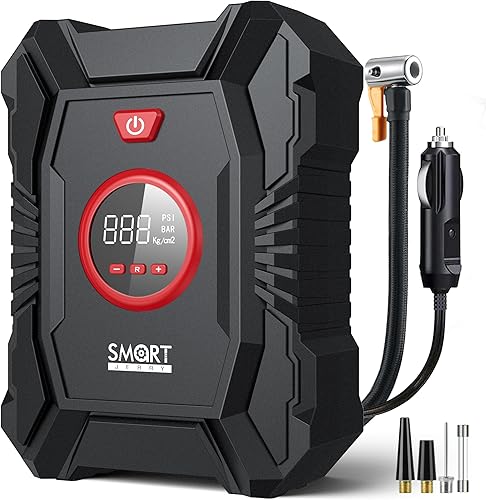 SMART JERRY - Inflador de neumáticos de 12 V para automóvil | Inflador digital de neumáticos compresor de aire portátil para camión | con apagado