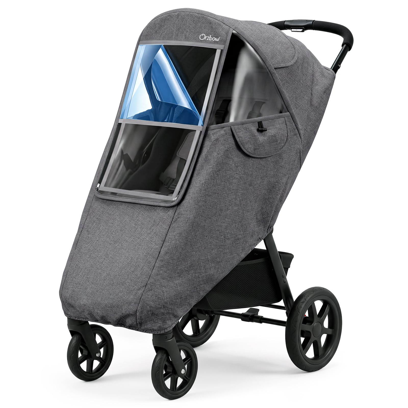 Housse de pluie universelle pour poussette, accessoire imperméable, bouclier météo de voyage pour bébé avec maille de ventilation respirante, épaisse et durable, protège de la neige, du vent et de la