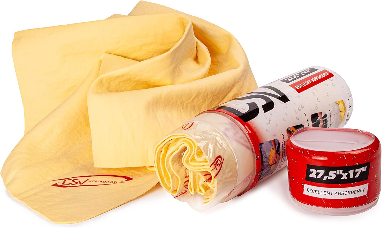 DSV Standard Premium Car Care Towel, Drying Super Absorbent Chamois Cloth for Car Wash, Spotless & Scratch and Lint Free Shine – 27.5 X 17 inches, 1 - Pack : Automotive