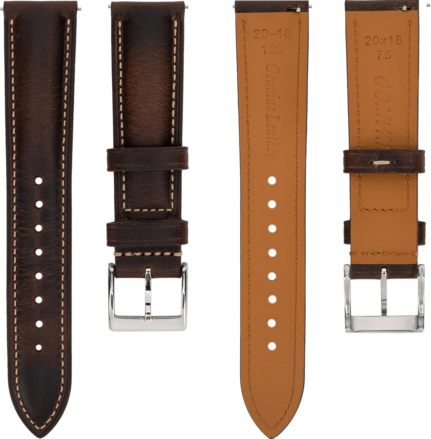 Quick Release Leather Watch Band 14mm 16mm 18mm 19mm 20mm 21mm 22mm 24mm,Vintage Oil Wax-tanned Pull-up Men's Watch Bands Replacement Leather Watch Straps for Men Women - Image 5