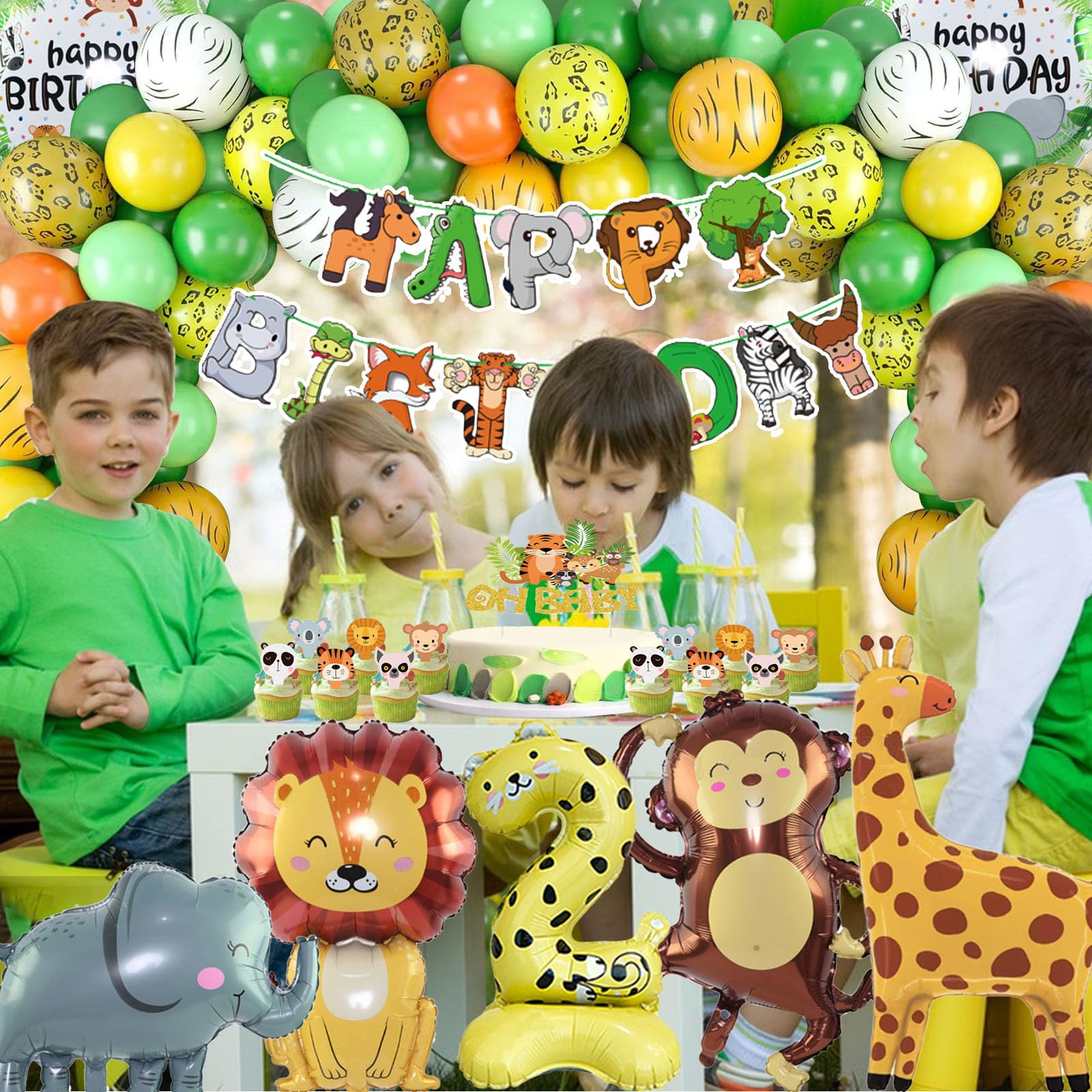 Palloncini Animali Giungla In Alluminio – 5 Pezzi (Leone, Ghepardo, Scimmia, Elefante, Zebra) Per Decorazioni Compleanno - 6
