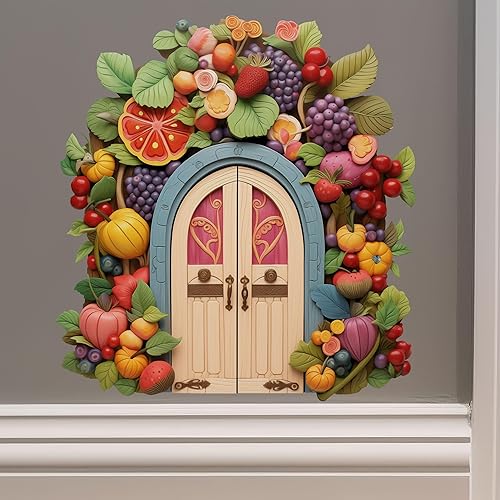 Decoración colorida de la casa del jardín de frutas - Adhesivo de pared para puerta de