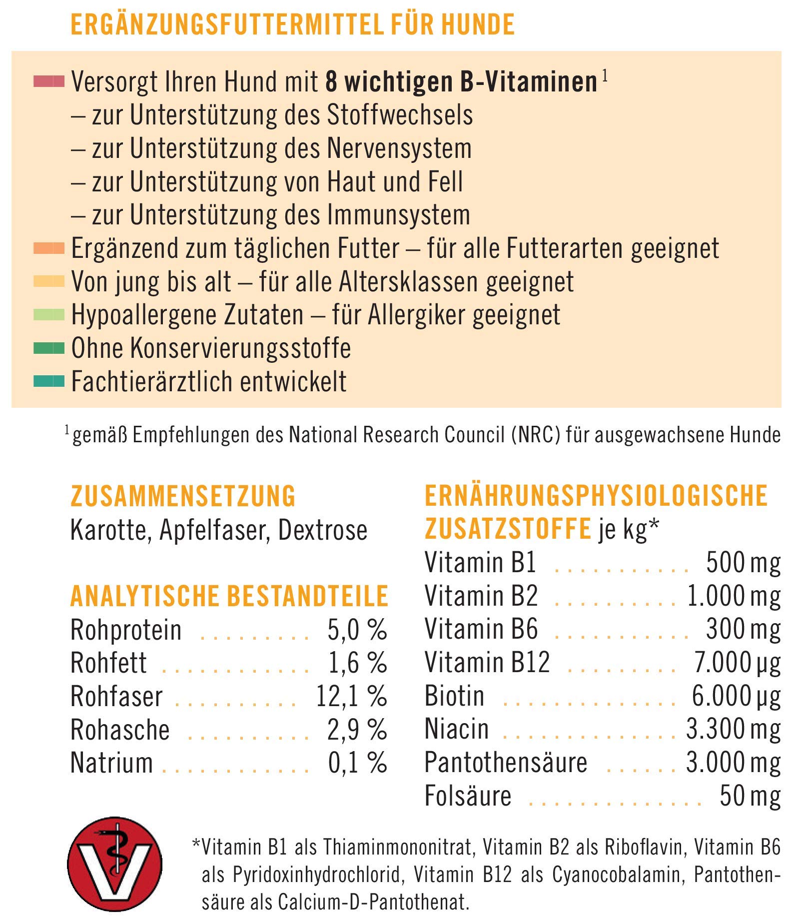 napfcheck Vitamin B für Hunde - Vita-B Komplex Sensitive - hypoallergen - 350 g