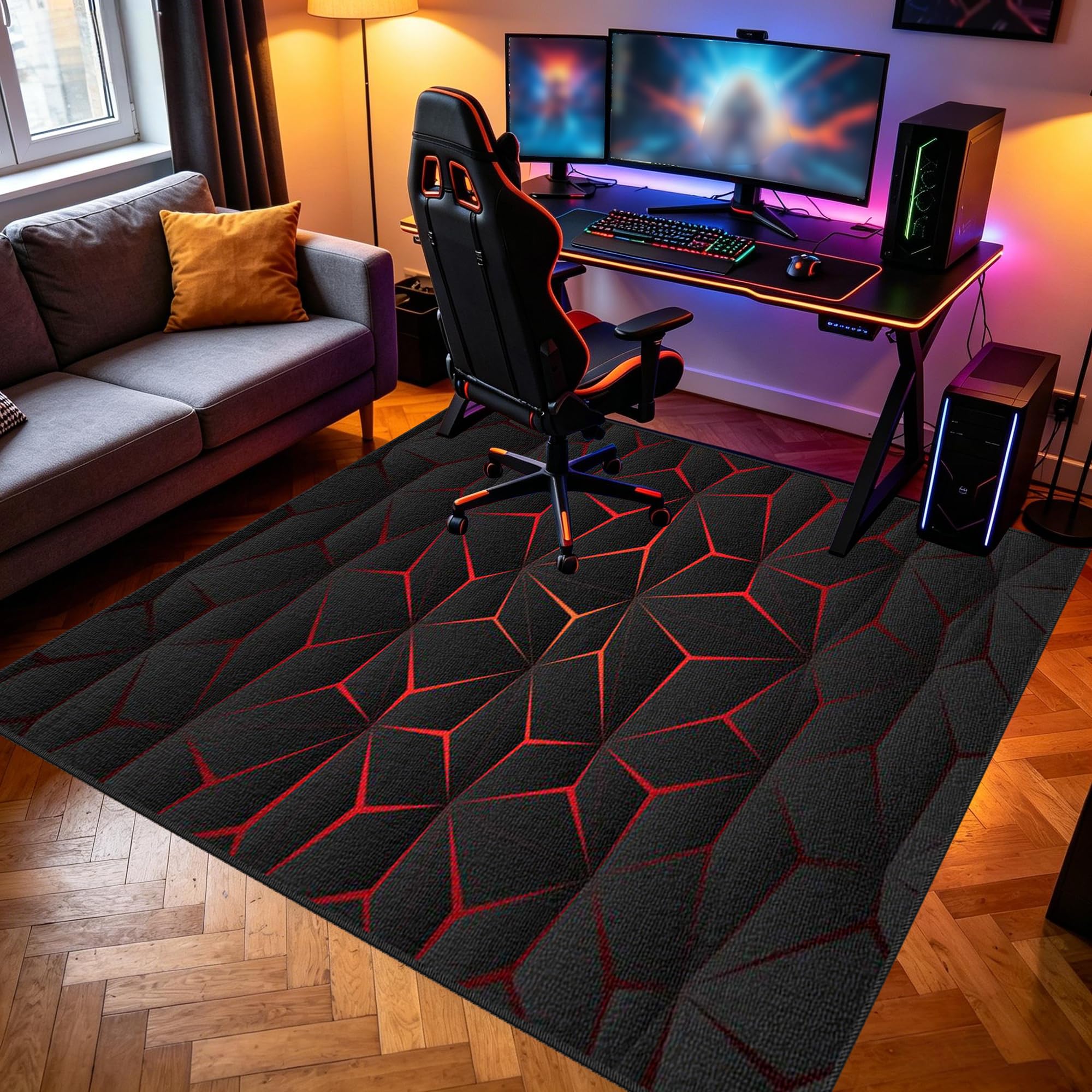 Mata do zabawy dekoracja pokoju zabaw, mata do zabawy do pokoju chłopców, kolorowa mata na krzesło do gier, antypoślizgowa mata dla gracza do salonu, dekoracja 130 x 180 cm / 51,18 x 70,87 cala