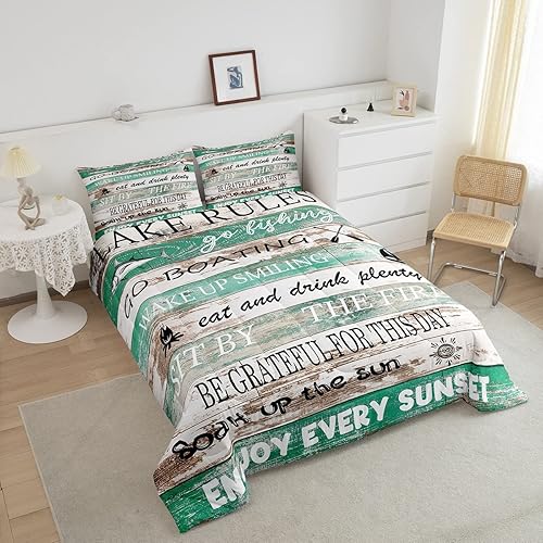 Miniatura 3 de Juego de edredón de reglas del lago, juego de ropa de cama de lago para casa de lago, juego de ropa de cama tamaño King para decoración de cabaña de