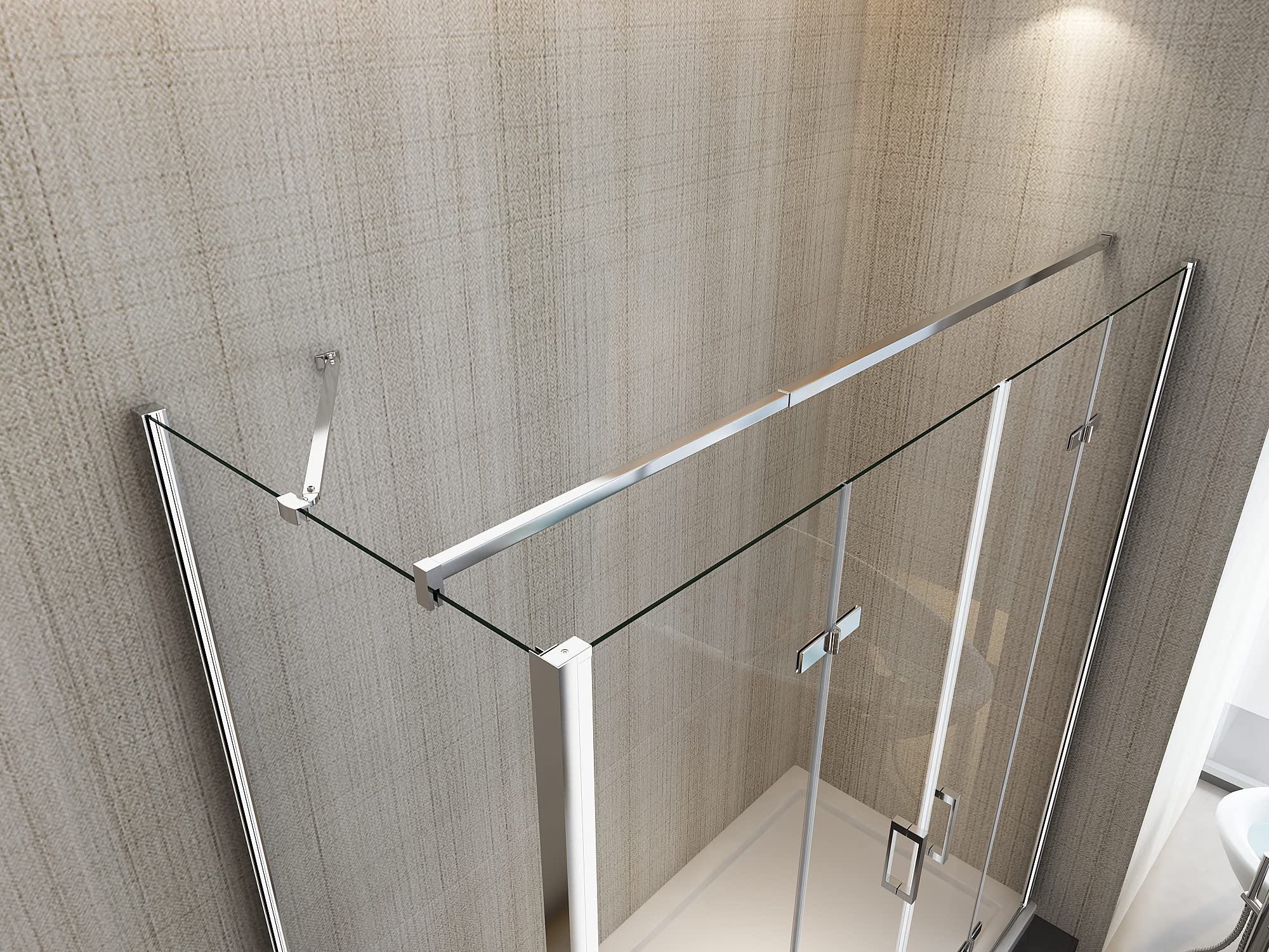 Eckdusche Mit Flügeltür & Fester Wand – 6 Mm Glas, Reversibel, 96,5-99 Cm Festwand, 137-140 Cm Tür