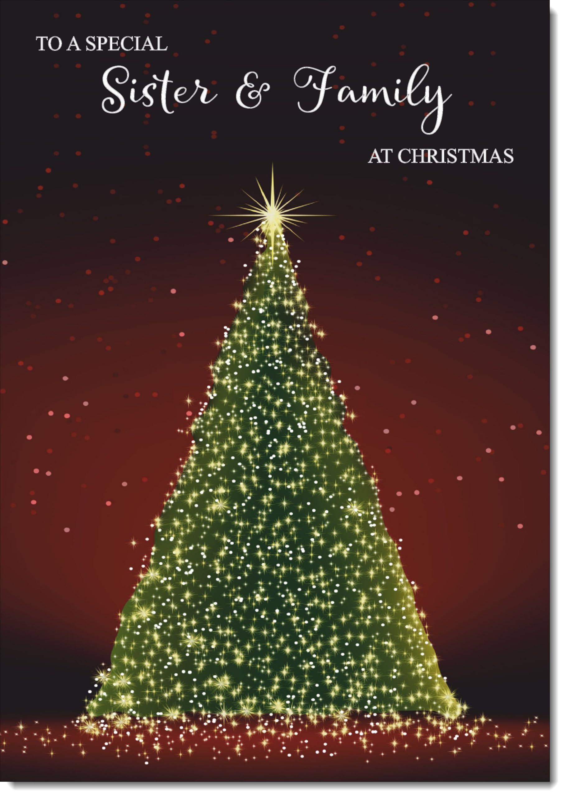 doodlecards Sister and Family Christmas Card Green Christmas Tree Large A4 Size Christmas Card for Sister & Family with Plain Envelope — image 1