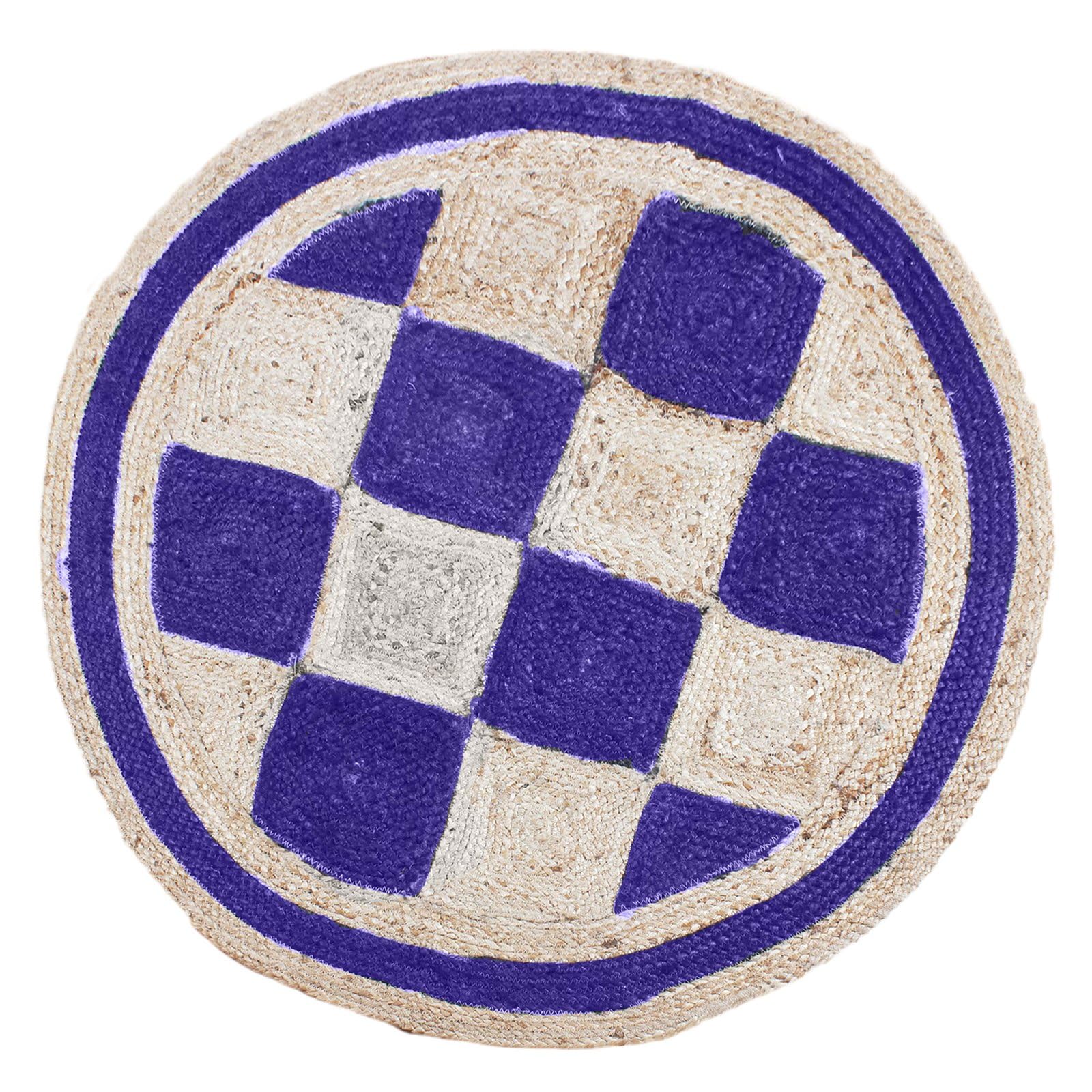 Tapis Kilim rond jute tressé 1,8m résistant pour entrées et salons