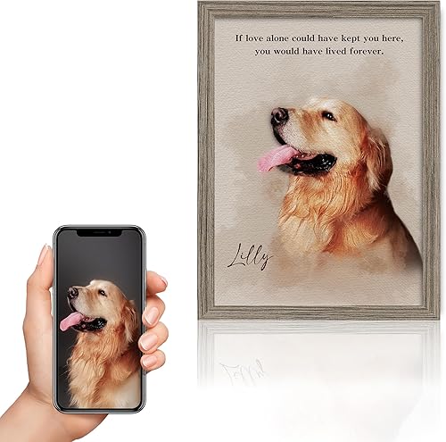 Miniatura 2 de Bohva Retrato de acuarela personalizado de tu perro gato, regalos conmemorativos para perros por pérdida de perro, lienzo personalizado para pared