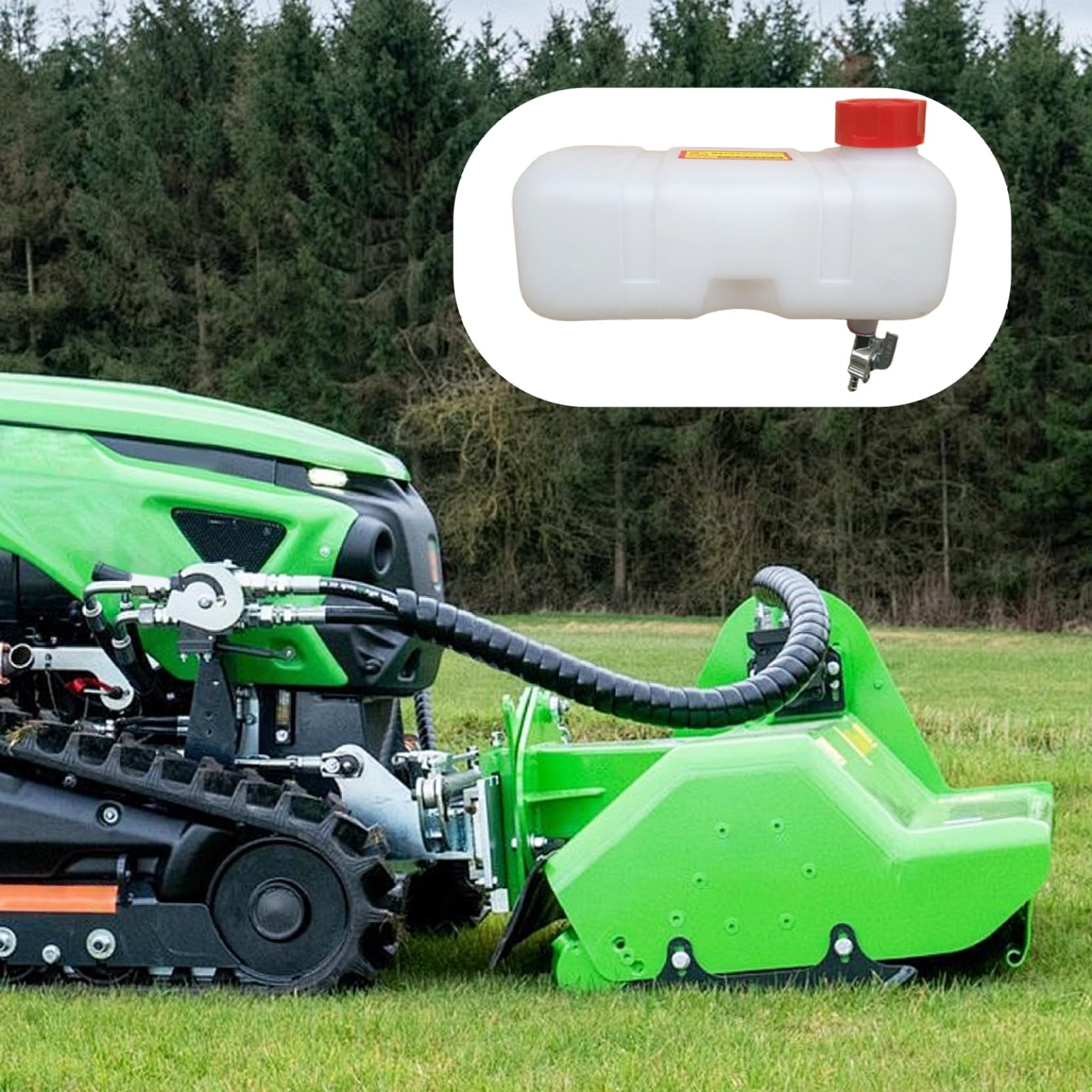 Serbatoio dell'acqua e carburante con tubo dell'olio e ugello per tosaerba, bianco