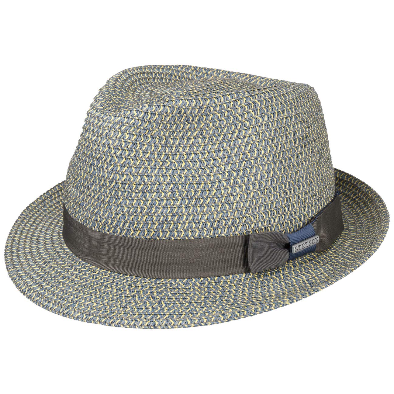 Stetson Paladon Toyo Trilby Hat Women/Men - Cloth Sun with Grosgrain Band Summer Spring-Summer - M (56-57 cm) Blue-Yellow