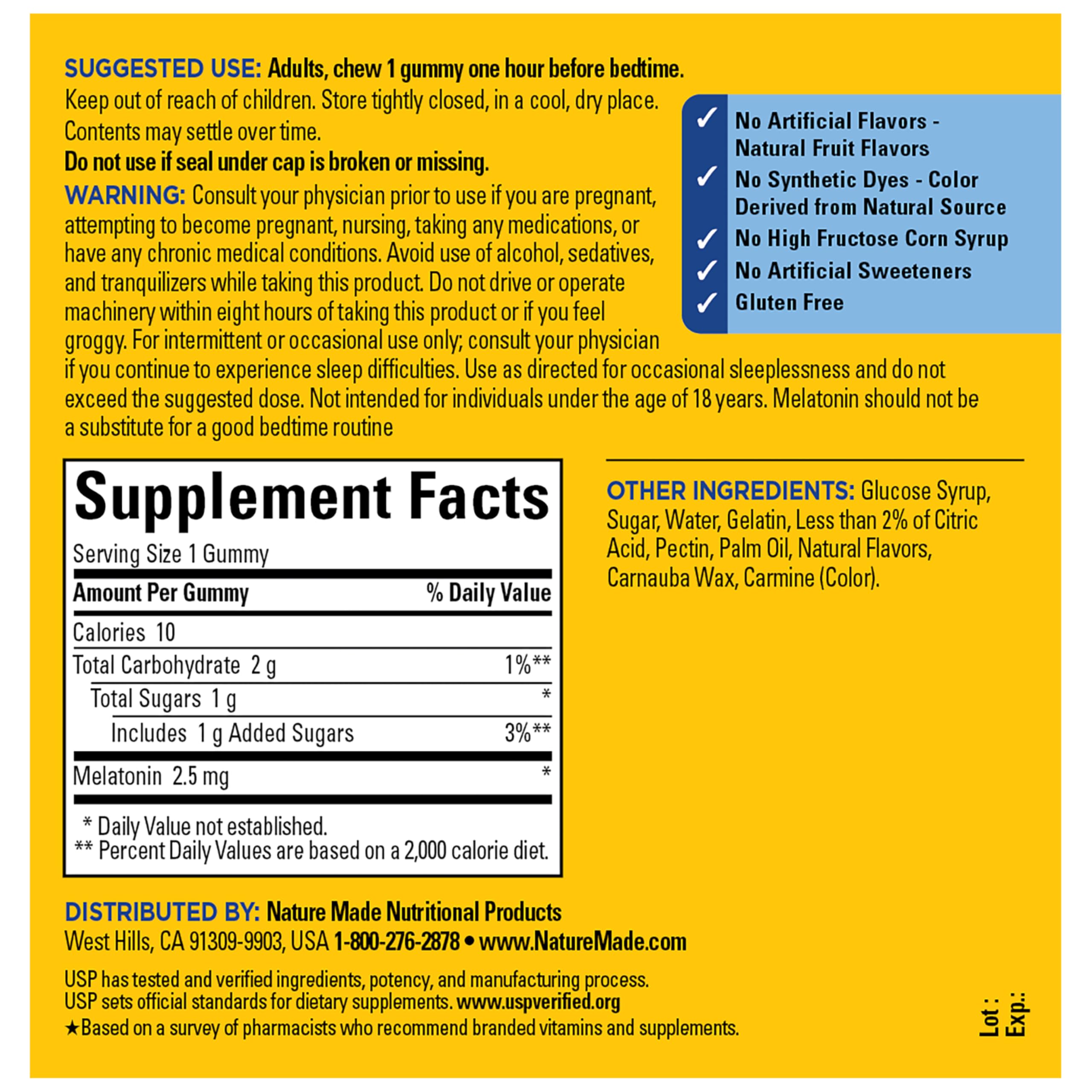 Nature Made Melatonin Gummies 2.5 mg, 100% Drug Free Sleep Aid, 130 Count — Amazon image 6