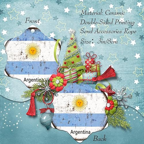 Vista 156 de Chipre - Adornos colgantes para árbol de Navidad, bandera nacional de Chipre, adornos de cerámica para decoraciones de Navidad, regalo de viajero