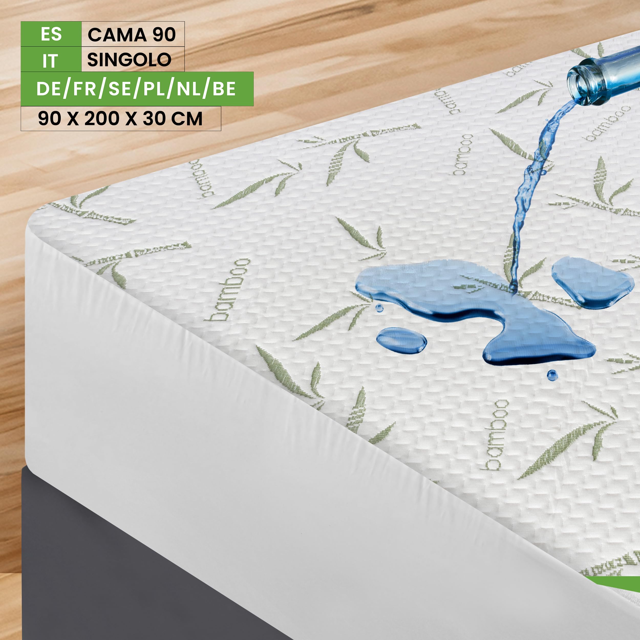 Utopia Bedding Coprimaterasso Singolo Impermeabile 90 x 200 x 30 cm, Certificato OEKO-TEX, Proteggi Materasso, Traspirante, Lavabile, Stile Montato Tutto Intorno Elastico
