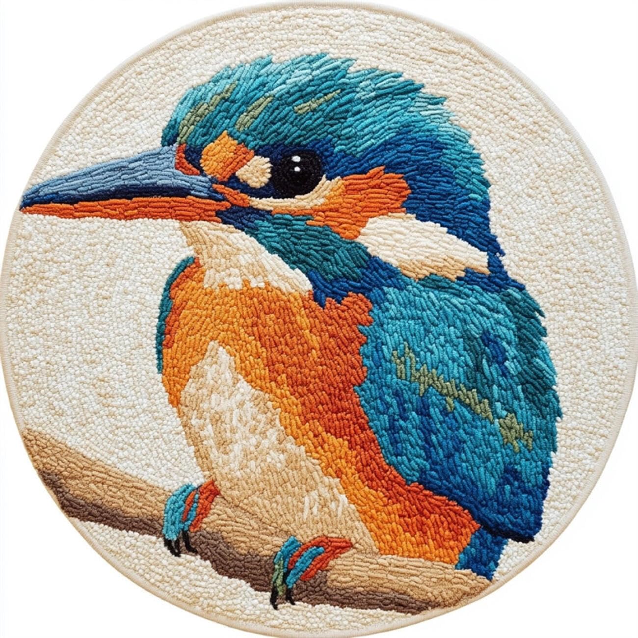 Kitquiver Knüpfteppich Set Rund Cartoon-Vogel 100x100cm