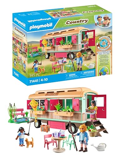 PLAYMOBIL Country 71441 Café Tren con huerto, con un Equipamiento detallado y un Estanque de los Gansos