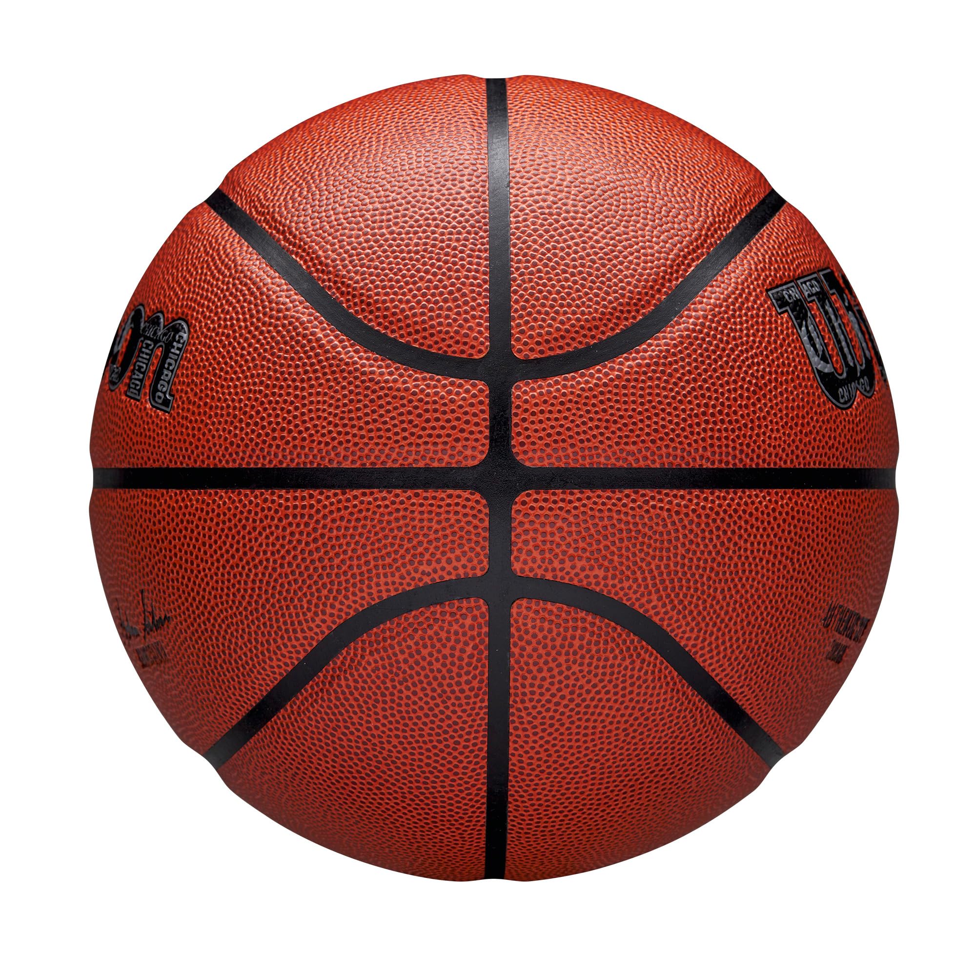 Wilson Balón de Baloncesto NBA Authentic City, Ciudad de Chicago, con Tecnología Ever Bounce, Capa de Control de Inflado y Superficie Pure Feel, para Agarre Mejorado, Color: Marrón, Talla: 7