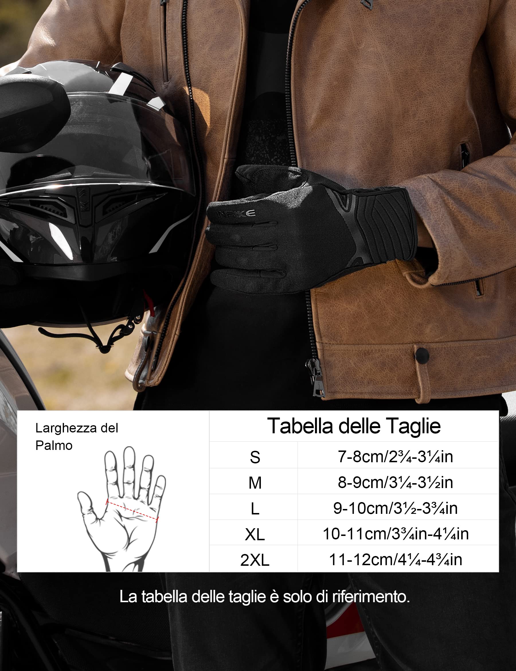 INBIKE Guanti da Moto Uomo Estivi CE 1 KP Omologati Guanti Moto Donna Impermeabili per ATV BMX MTB Bicicletta, Scooter, Arrampicata, Motocross Unisex