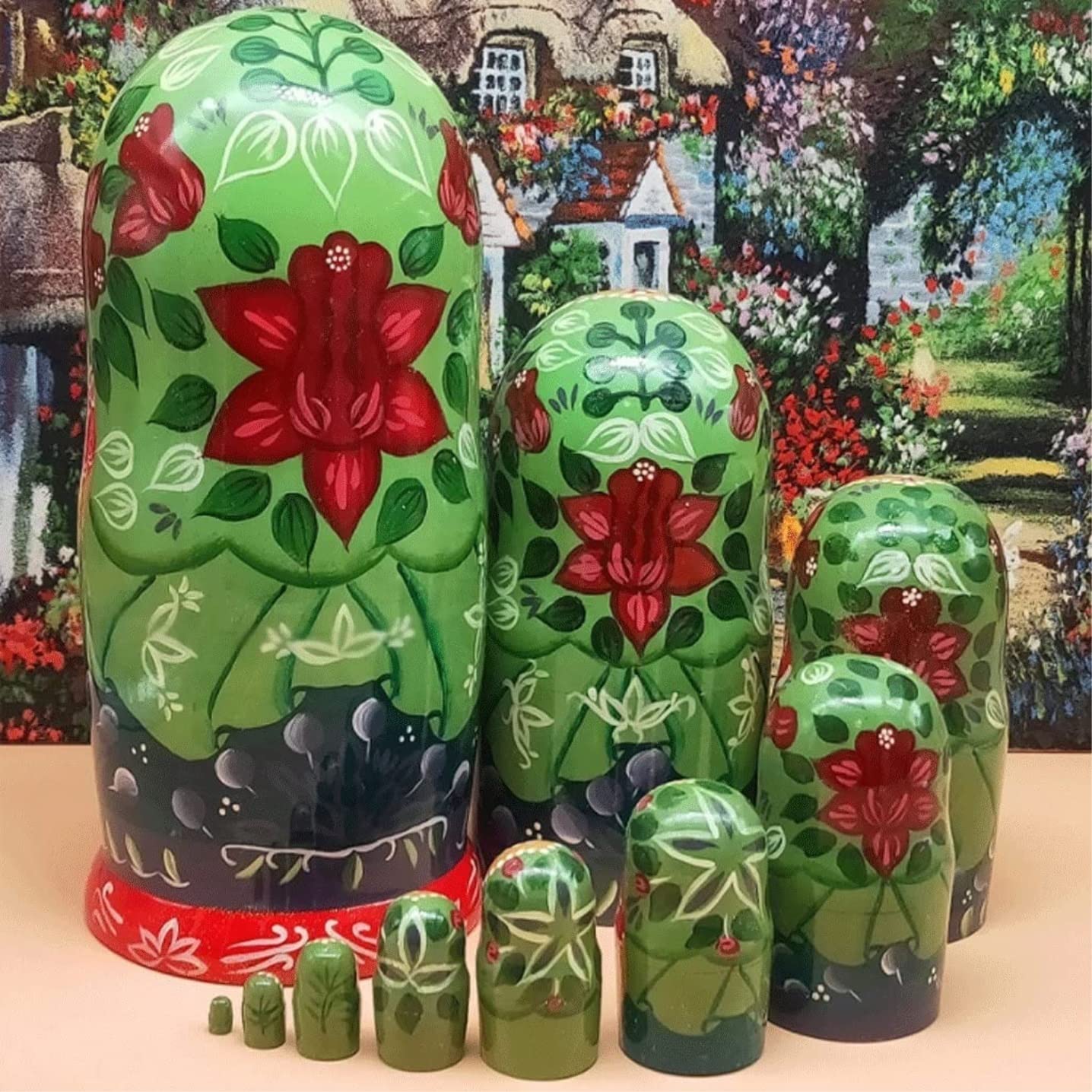 Russische Matroesjka Russische Poppen Matryoshka Set 10 Stuks Nesting Dolls Handgemaakt Houten Verschillende Patroon Kleine Items Matryoshka Doll Handgemaakt Matroesjka Nesting Poppen