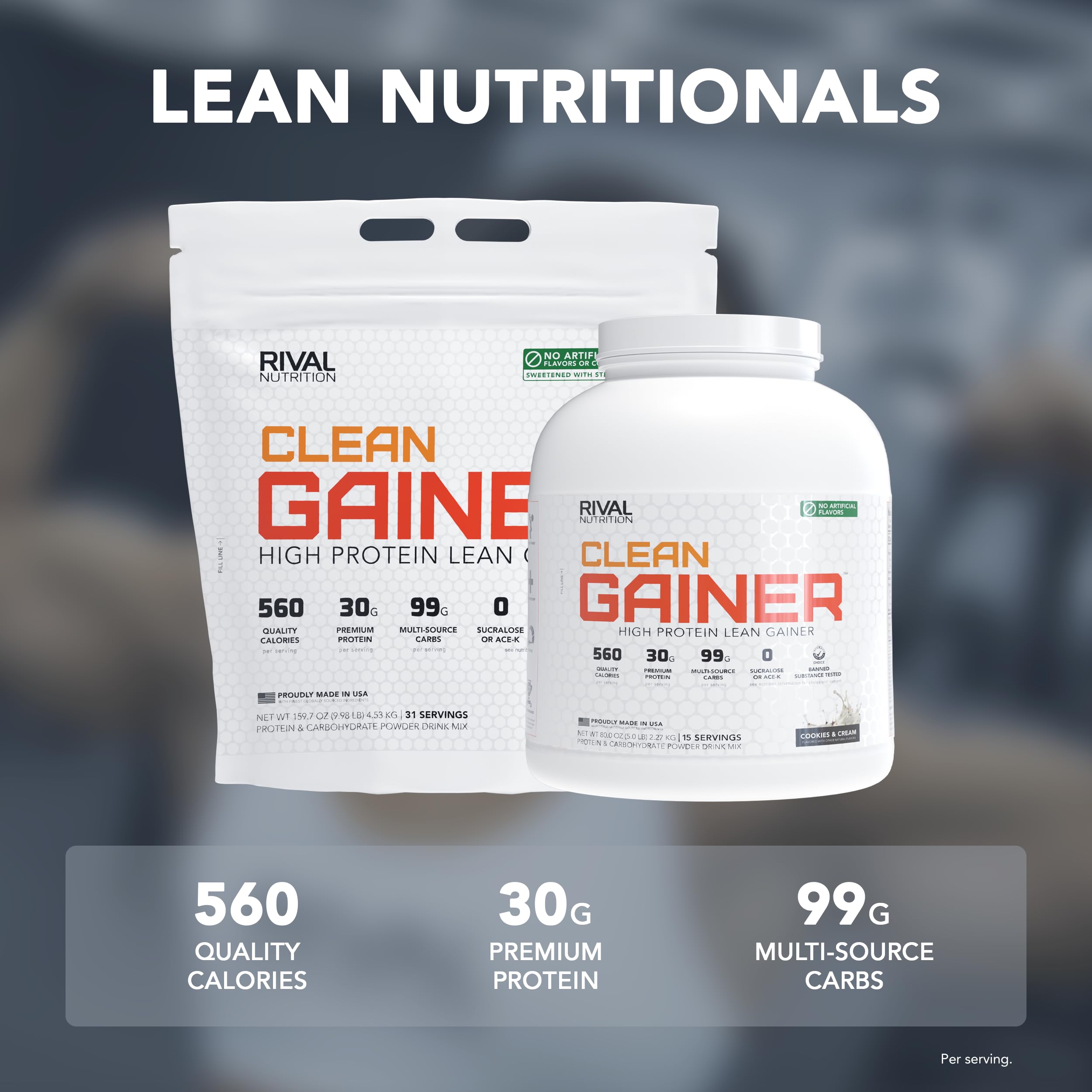 Rival Nutrition Clean Gainer Protein Powder (Cookies & Cream, 5 lb) — Amazon image 3