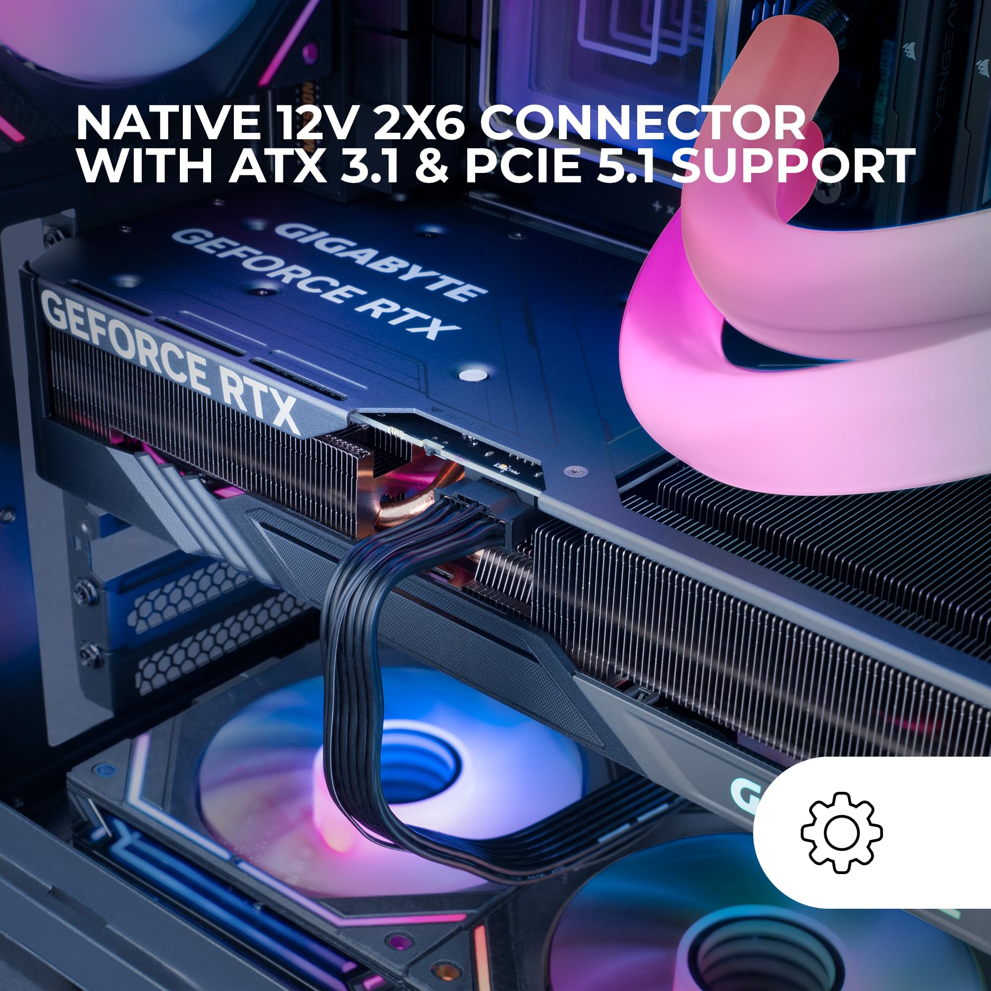 Mars Gaming MPB850PSI, Alimentatore Full Modulare ATX 850W, 10 Anni di Garanzia, 80Plus Gold 90%, Ventola SI 14cm, Tecnologia AI2-RPM, DC-DC e SMD, ATX 3.1 e PCIe 5.1, Connettore 12V 2x6, Bianco