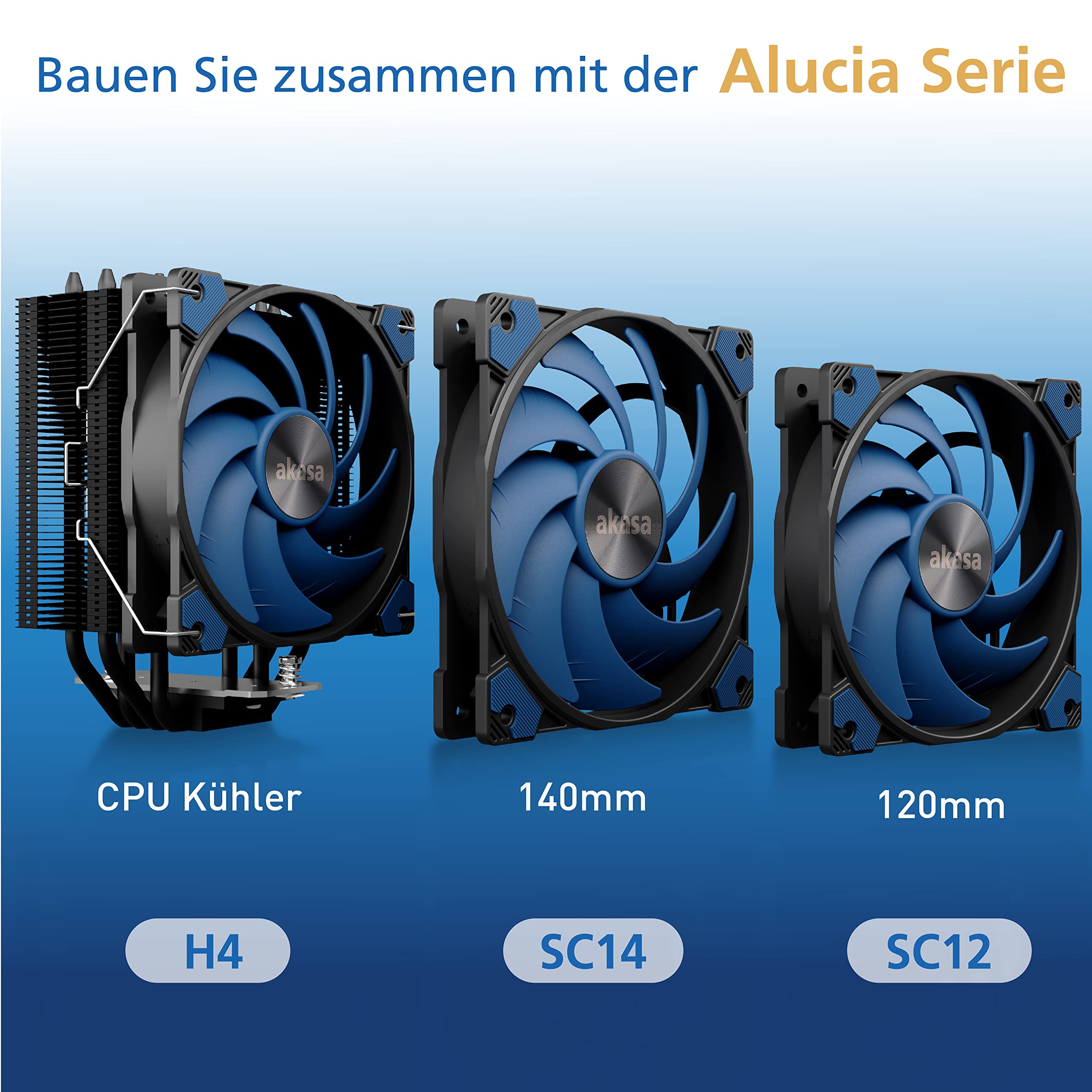 Akasa Alucia H4, CPU Kühler mit 120mm PWM Lüfter, 4 Kupfer Heatpipes Prozessorlüfter, 185W TDP, inkl. Wärmeleitpaste, für Intel LGA 2066, 2011, 1151, 1155, 1150, 1200, AMD AM4 AM5 Ryzen, AK-CC4017EP01