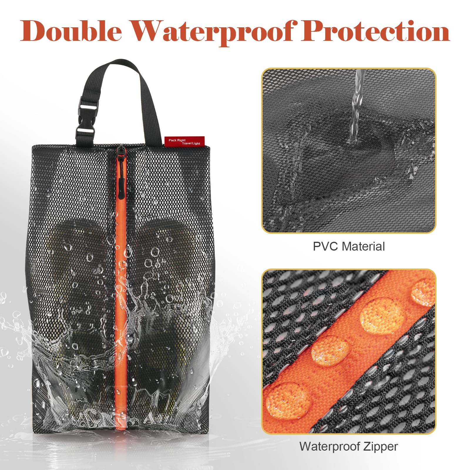 Reise Schuhbeutel, 2er-Set wasserdichte Schuhtasche mit Reißverschluss, Tragbare Schuhorganizer, Faltbare Schuhsack für Koffer, Sport, Männer und Frauen