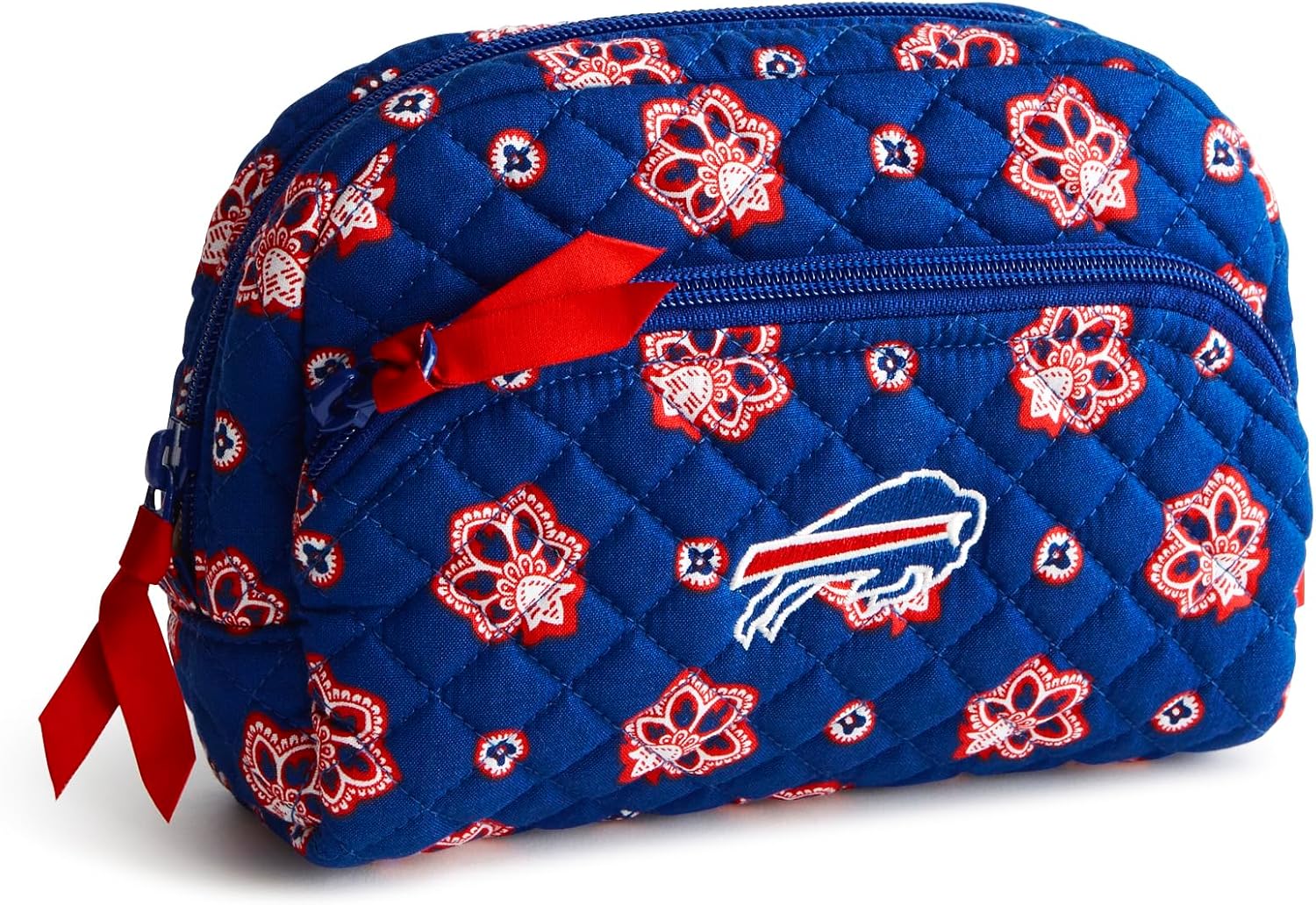 Vera Bradley Women's Cotton Nfl Medium Cosmetic Makeup Organizer Bag (Multiple Teams Available), Dallascowboysonblue/Graybandana, One Size