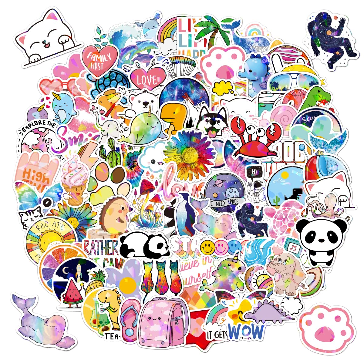 Kaderas Girls Aesthetic 100 Pcs Cute Stickers For Vsco Holographic Vinyl Sticker Pack For Scrapbook Notebook Laptop Suitcase Guitar Skateboard