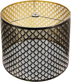 Large Lamp Shade, ALUCSET Drum Metal Lampshade with Etched Arrow Pattern, Antique Bronze and Gold Lampshades Replacement for Table Lamp and Floor Light, Top 14" × Bottom 16" × Height 11" Spider Fitter