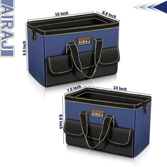 AIRAJ Tool Bag 2-Pack Set, 14 & 16 Wide Mouth Tool Bags for Men and Women