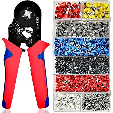 1200pcs Ferrule Crimper Plier Kit Tubular Terminal Crimping Pliers Manual Self-Adjustable Ratchet Wire Crimping Tool | Singapore