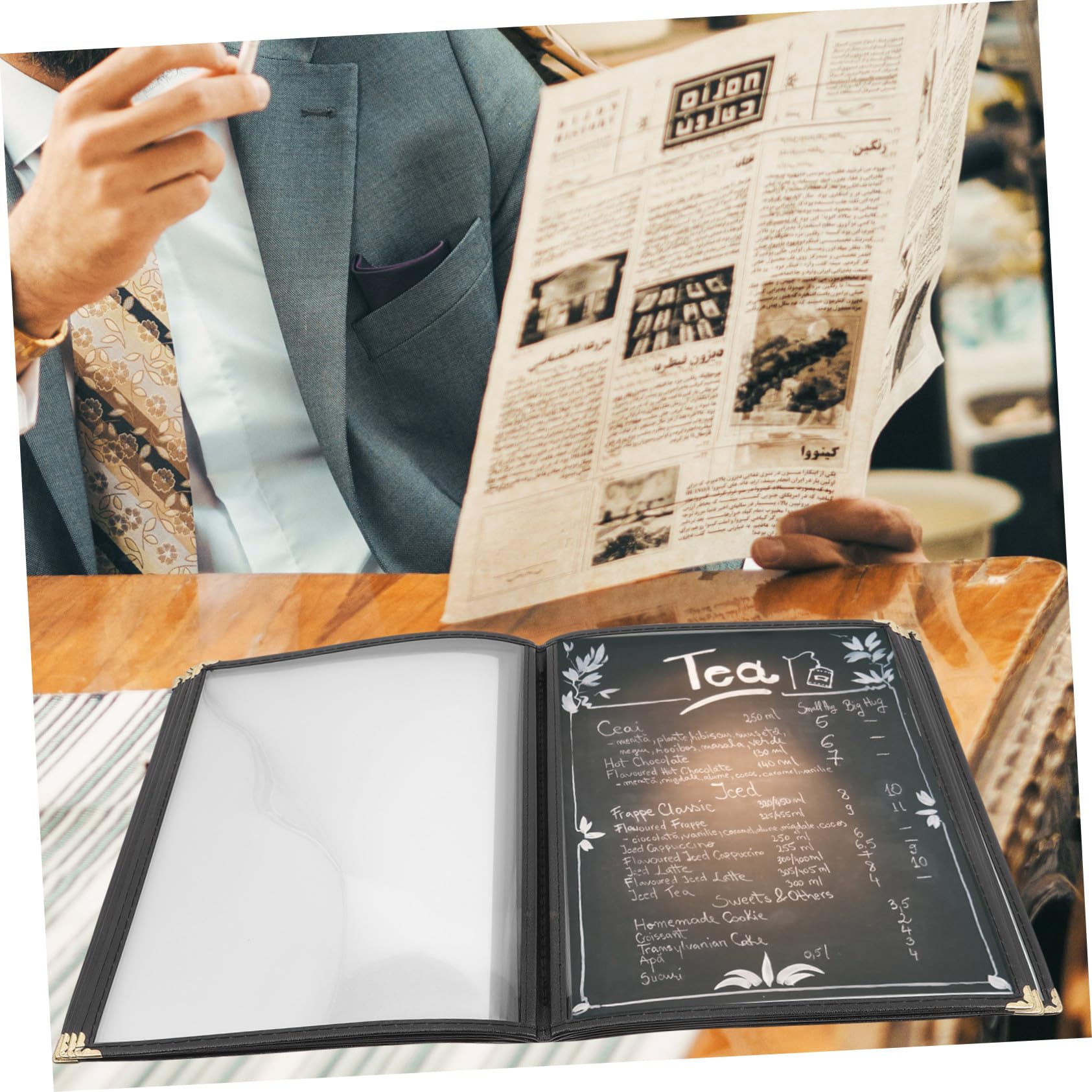 Protector de Menú Transparente de PVC Funda Resistente al Agua y Aceite para Menús de Restaurante de Recetas con Páginas Portátil y Ligera para y de