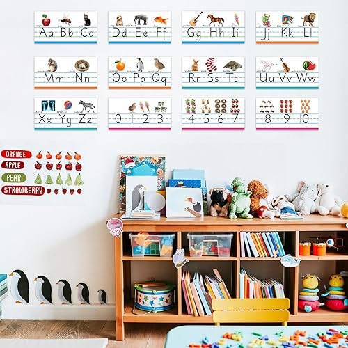 Miniatura 5 de Zonon Juego de tablones de anuncios del alfabeto, manuscrito ABC, decoración de pared para preescolar, jardín de infantes, aula, sala de juegos,