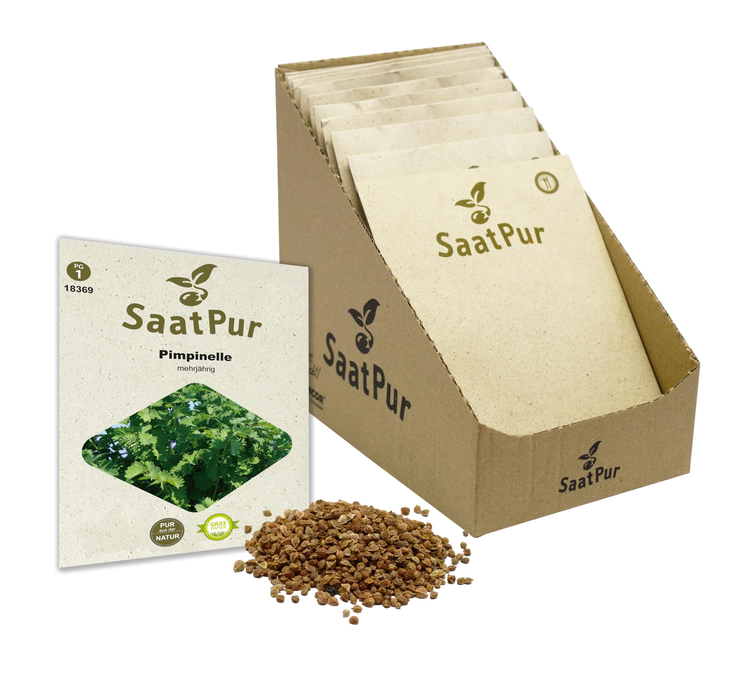 SaatPur Pimpinelle Samen Saatgut - Kleines Tray mit 25 Portionstüten für je ca. 90 Pflanzen Wiesenknopf Grüne Soße