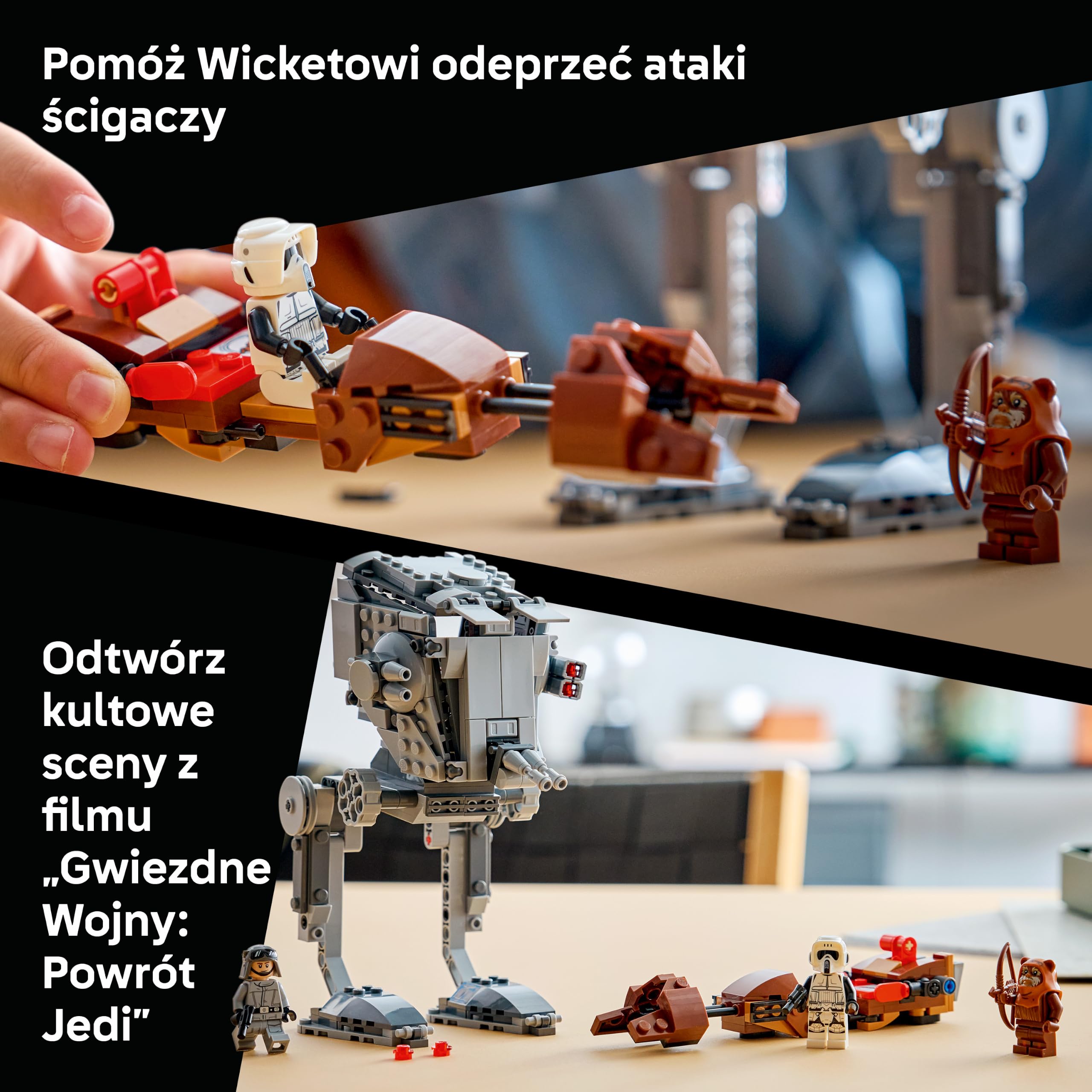 LEGO Star Wars SMART Play: Atak AT-ST na Endor 75424 | Interaktywna zabawka dla dzieci 8+, seria SMART Play, prezent Star Wars, klocki dla chłopca i dziewczynki, 347 elementów