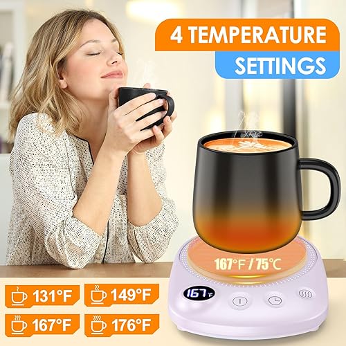 Miniatura 10 de Calentador de taza de café  Calentamiento más rápido y temperatura más alta, calentador de tazas de café para escritorio apagado automático, 4