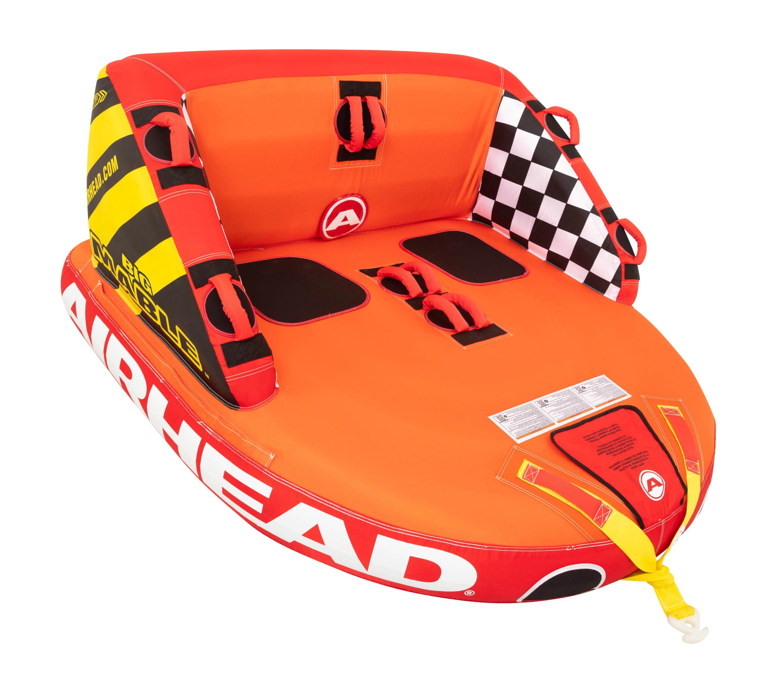 Airhead Mable Inflatable Towable Tube, 1-4 Rider Models, Dual Tow Points, Full Nylon Cover, EVA Foam Pads, Patented Speed Valve, Boat Tubes and Towables