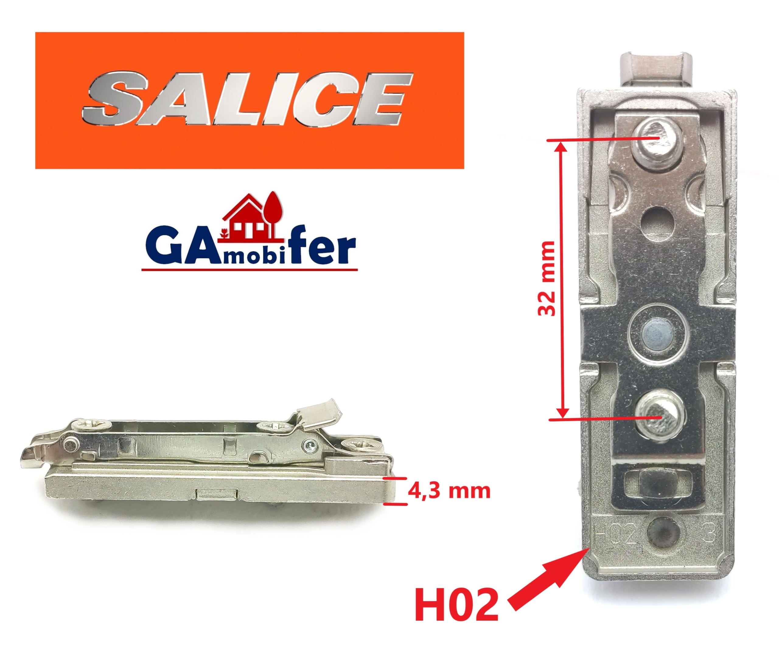 SALICE Base for Hinges with Quick Release and Coupling (Longitudinal, H02) - Image 2